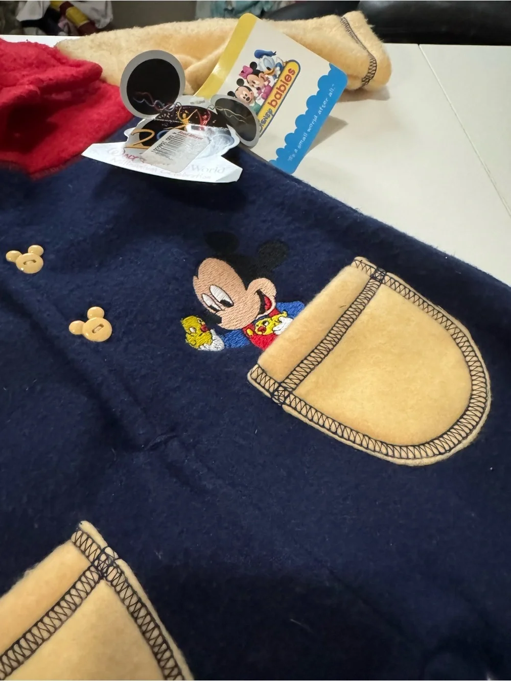 Disney Babies Mickey Mouse Fleece Colorblock Romper Vintage New